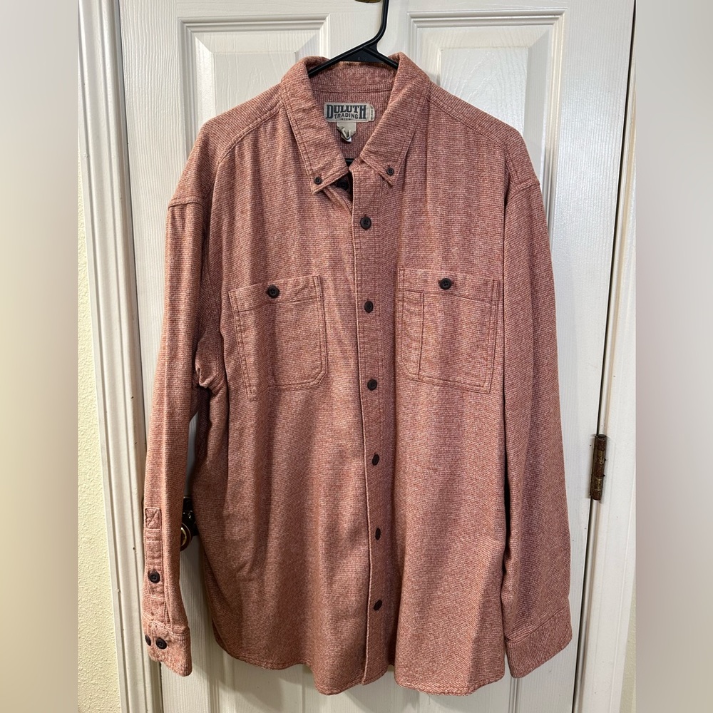 Duluth Trading Co XL cotton button up long sleeve shirt. Peach color?